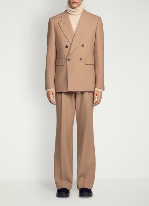 Sandro Regular fit colbert van wol met klepzakken - voorkant 6 camel
