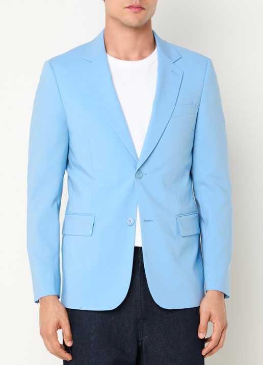 Sandro Regular fit colbert van wol  - detail 4 lichtblauw