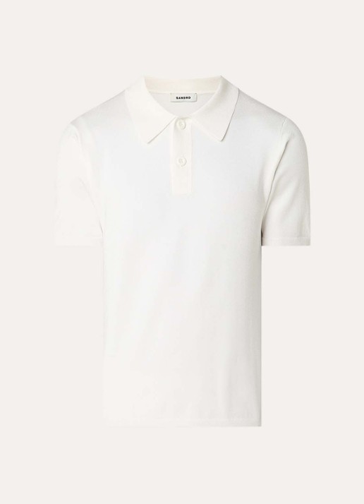 Sandro Regular fit fijngebreide polo met stretch  - voorkant 2 wit