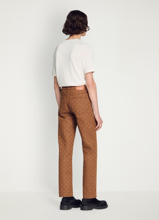 Sandro Regular fit jeans met gekleurde wassing en ruitdessin - achterkant camel