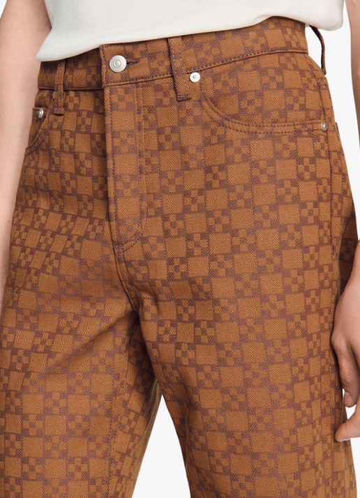 Sandro Regular fit jeans met gekleurde wassing en ruitdessin - detail 4 camel