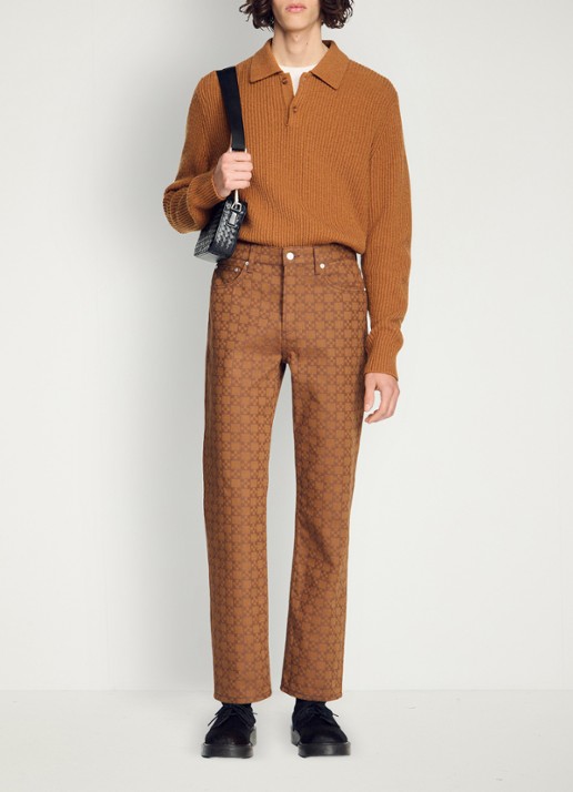 Sandro Regular fit jeans met gekleurde wassing en ruitdessin - voorkant 6 camel