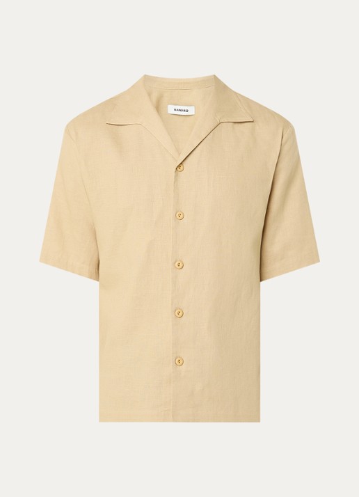 Sandro Regular fit overhemd in linnenblend - voorkant 3 beige
