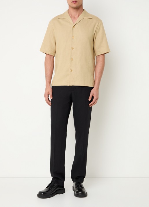 Sandro Regular fit overhemd in linnenblend - voorkant 4 beige