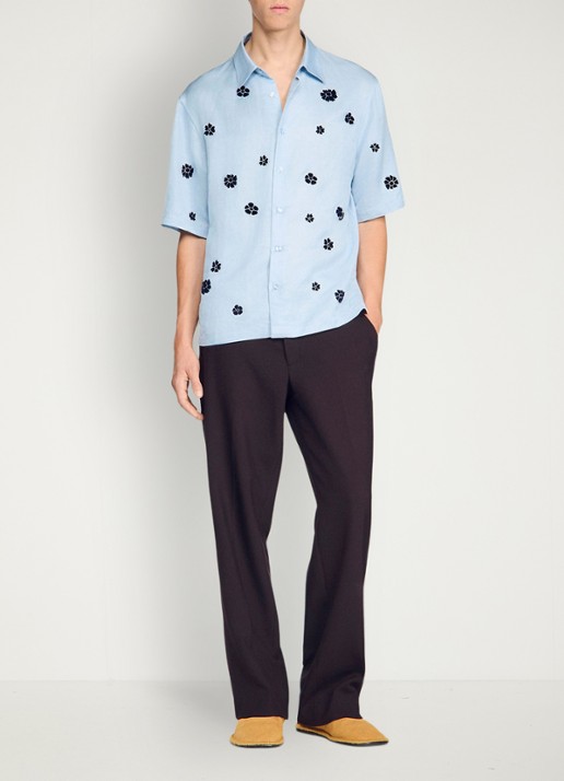 Sandro Regular fit overhemd met bloemenprint - voorkant 2 lichtblauw