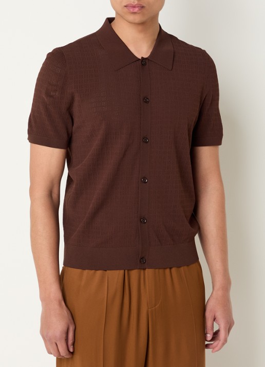 Sandro Regular fit overhemd met opengewerkt dessin - detail 3 bruin