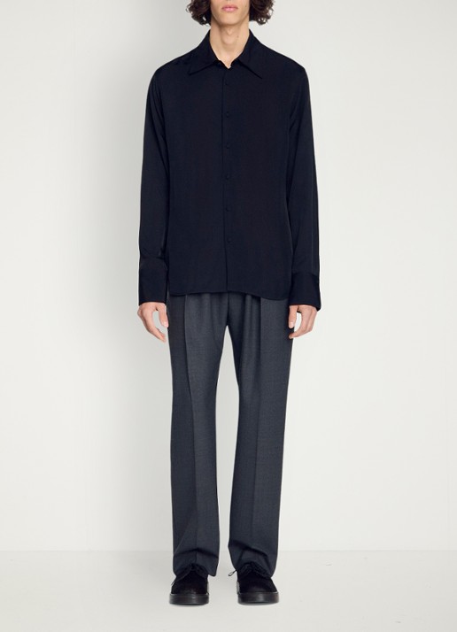 Sandro Regular fit overhemd met plooien - voorkant 6 zwart
