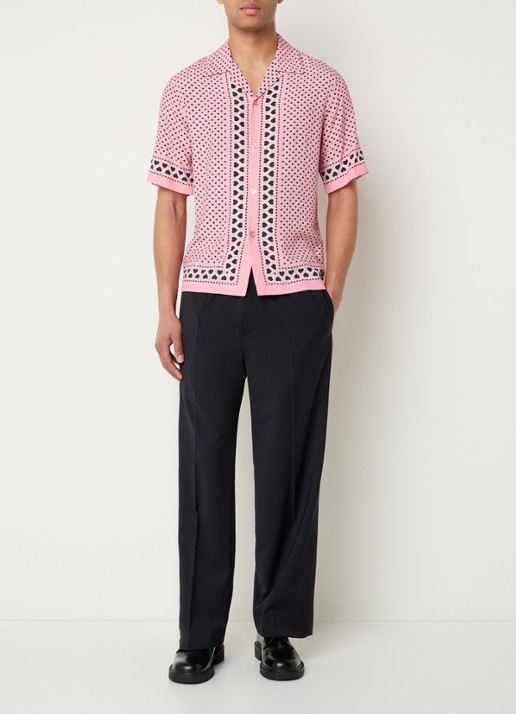 Sandro Regular fit overhemd met print - voorkant 3 koraalroze