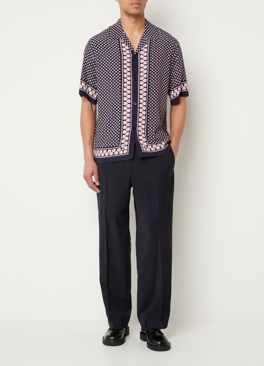 Sandro Regular fit overhemd met print - voorkant 3 donkerblauw
