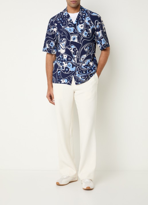 Sandro Regular fit overhemd met print - voorkant 4 donkerblauw
