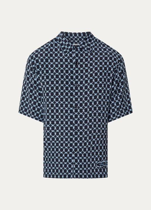 Sandro Regular fit overhemd met print - voorkant donkerblauw