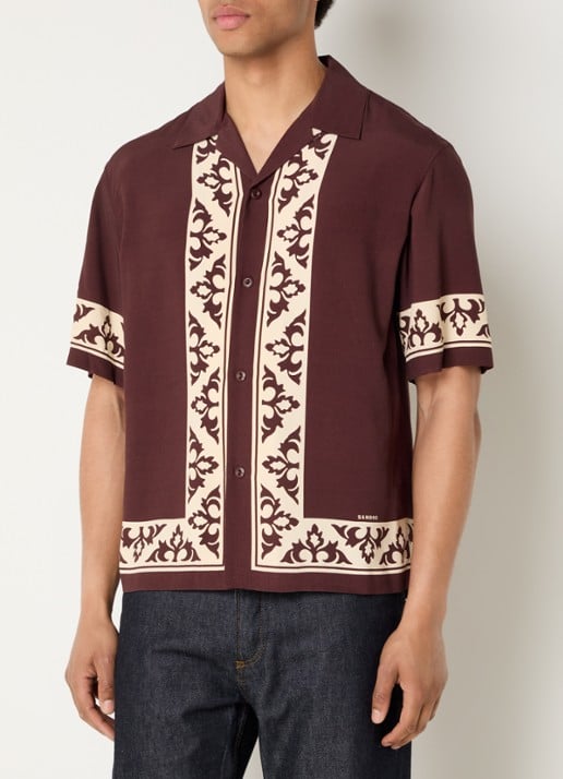 Sandro Regular fit overhemd met print - detail bruin