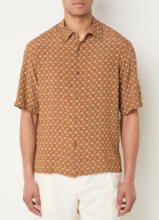 Sandro Regular fit overhemd met print - detail bruin
