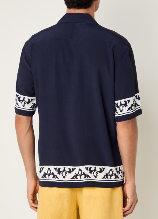 Sandro Regular fit overhemd met print - achterkant 2 donkerblauw
