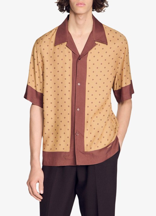 Sandro Regular fit overhemd met print - detail camel