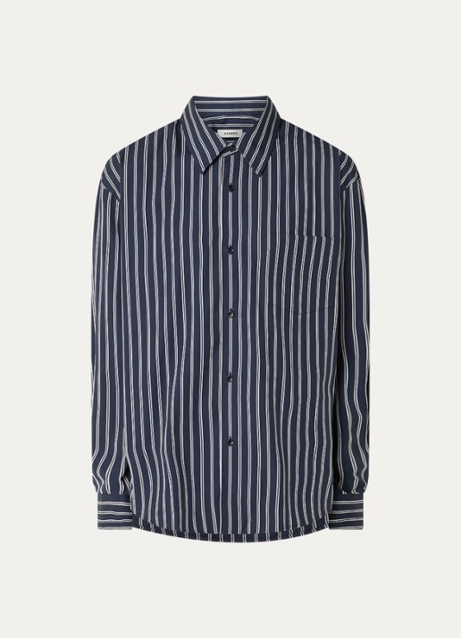 Sandro Regular fit overhemd met streepprint - voorkant donkerblauw