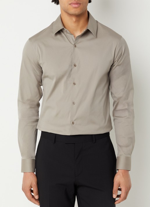 Sandro Regular fit overhemd met stretch - detail 3 donkerkhaki
