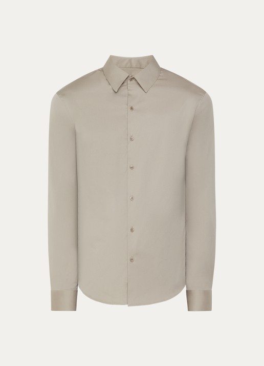 Sandro Regular fit overhemd met stretch - voorkant donkerkhaki