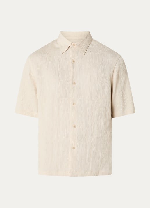 Sandro Regular fit overhemd met structuur - voorkant 3 beige