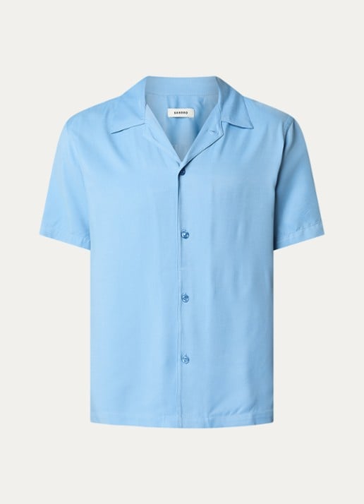 Sandro Regular fit overhemd met V-hals - voorkant blauw
