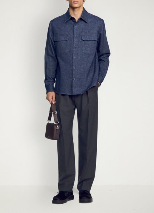 Sandro Regular fit overshirt met borstzak - detail 5 blauw