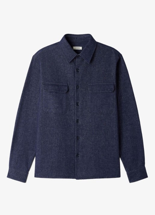 Sandro Regular fit overshirt met borstzak - voorkant blauw