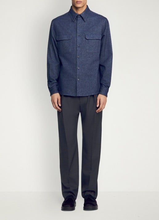 Sandro Regular fit overshirt met borstzak - voorkant 2 blauw