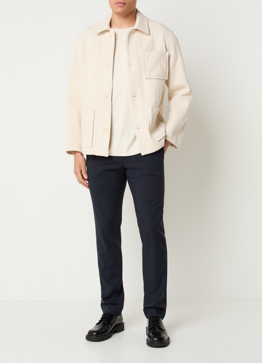 Sandro Regular fit overshirt van tweed met opgestikte zakken - voorkant 2 creme