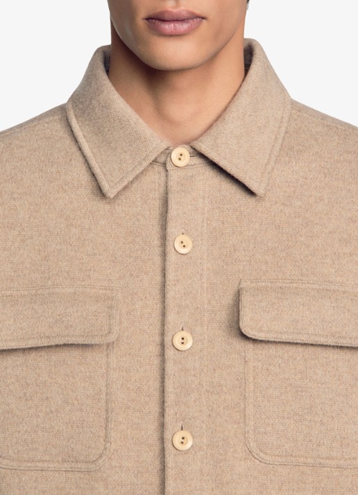 Sandro Regular fit overshirt van wol - detail 4 beige