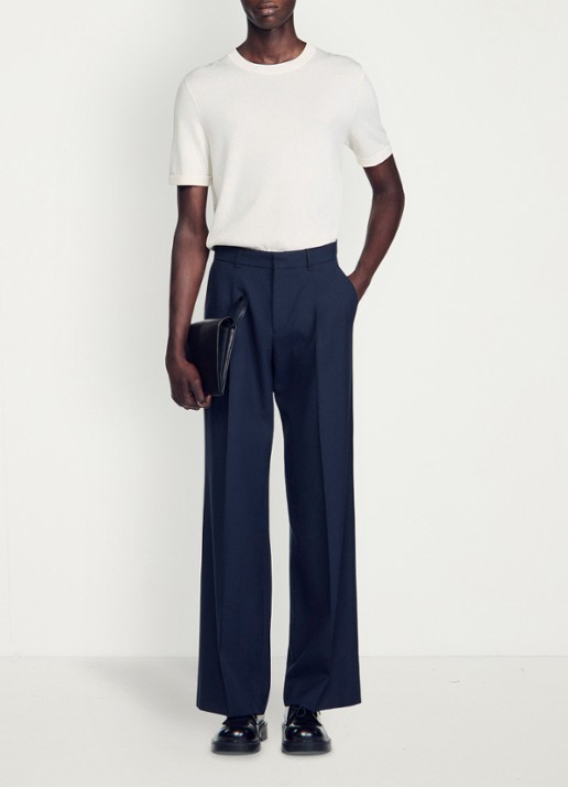 Sandro Regular fit pantalon van wol met steekzakken