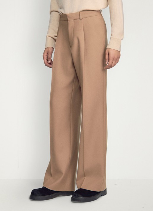 Sandro Regular fit pantalon van wol met steekzakken - detail 5 camel