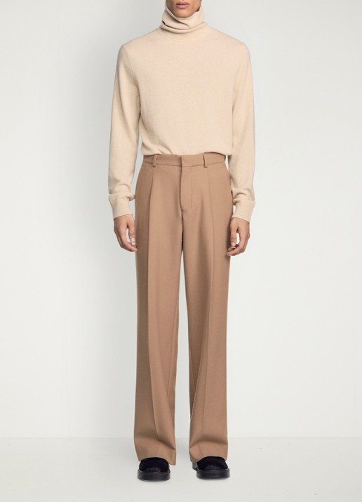 Sandro Regular fit pantalon van wol met steekzakken - voorkant 2 camel