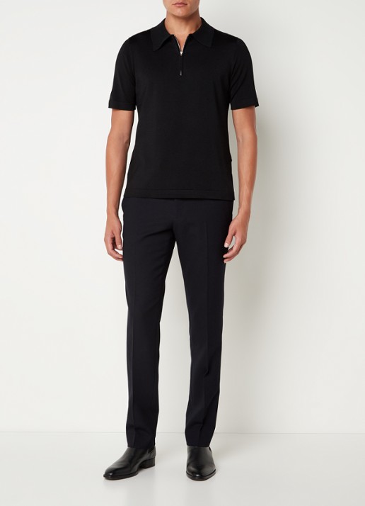 Sandro Regular fit polo met halve rits  - voorkant 4 zwart