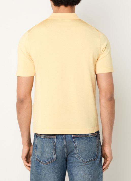 Sandro Regular fit polo met halve rits  - achterkant geel
