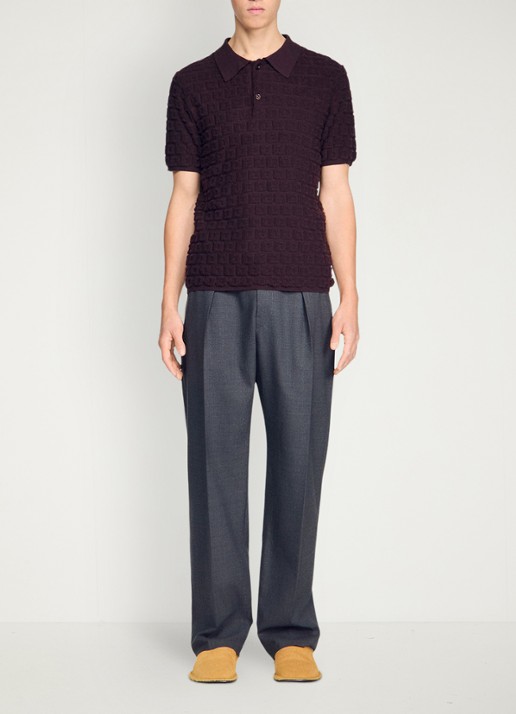 Sandro Regular fit polo met ingebreid patroon - detail 5 chocolate / bruin