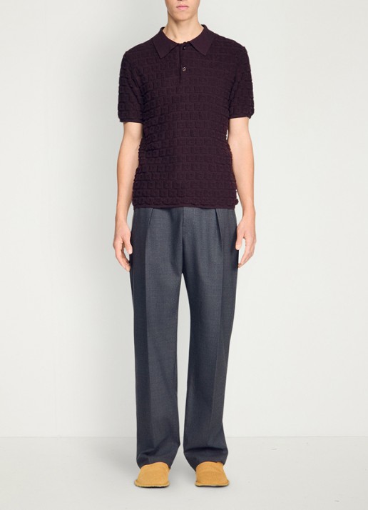 Sandro Regular fit polo met ingebreid patroon - detail 7 chocolate / bruin