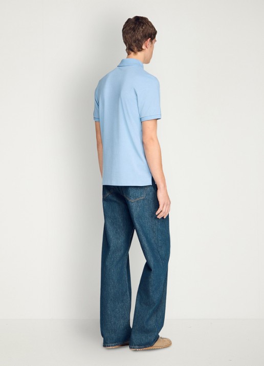 Sandro Regular fit polo met logoborduring - achterkant lichtblauw