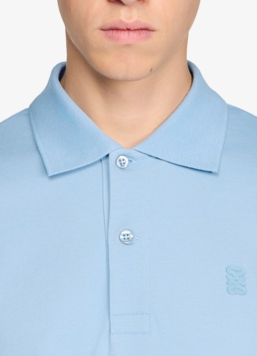Sandro Regular fit polo met logoborduring - detail 4 lichtblauw