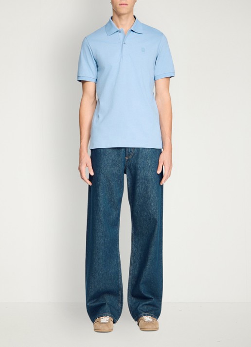 Sandro Regular fit polo met logoborduring - detail 5 lichtblauw