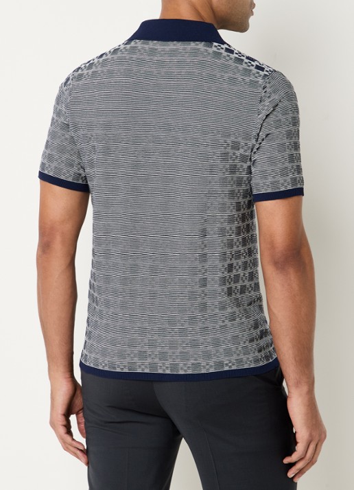 Sandro Regular fit polo met ribstructuur en logoborduring - achterkant 3 donkerblauw