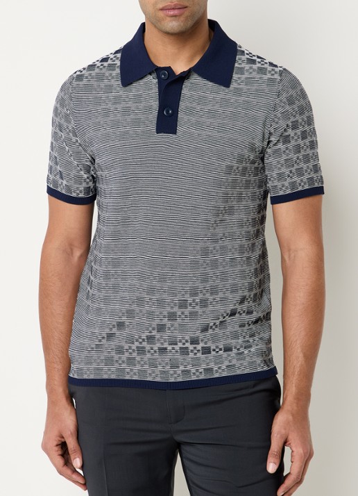Sandro Regular fit polo met ribstructuur en logoborduring - detail donkerblauw