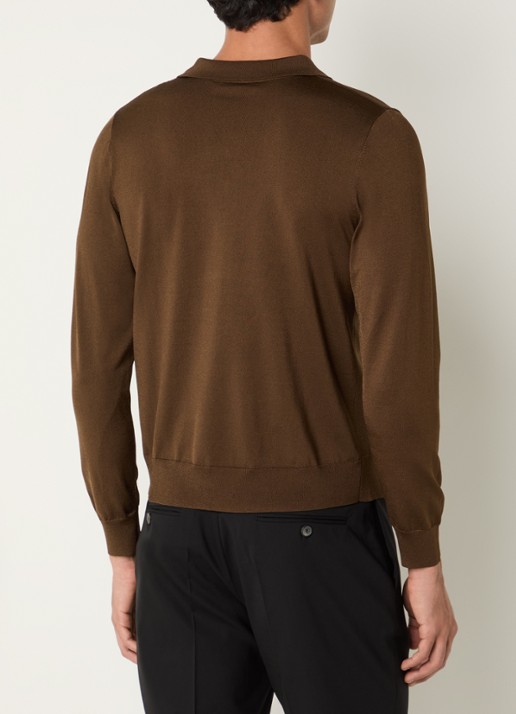 Sandro Regular fit polo met stretch - achterkant bruin