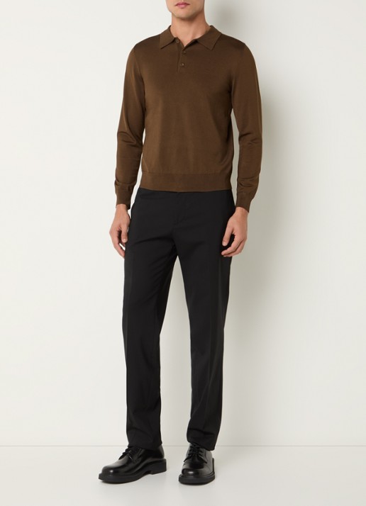 Sandro Regular fit polo met stretch - voorkant 3 bruin