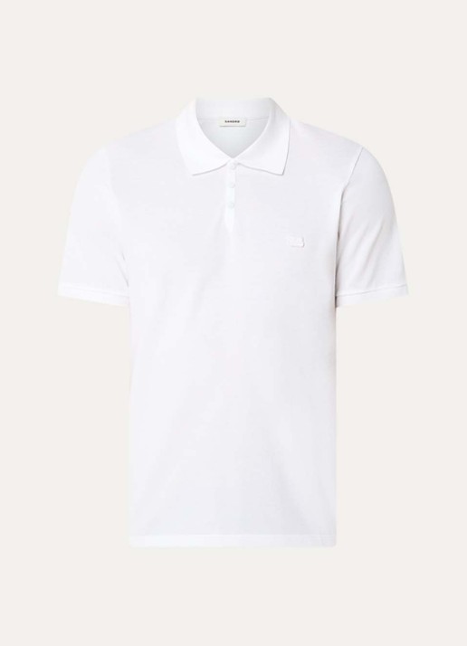 Sandro Regular fit polo van piqué katoen met logo - voorkant 3 wit