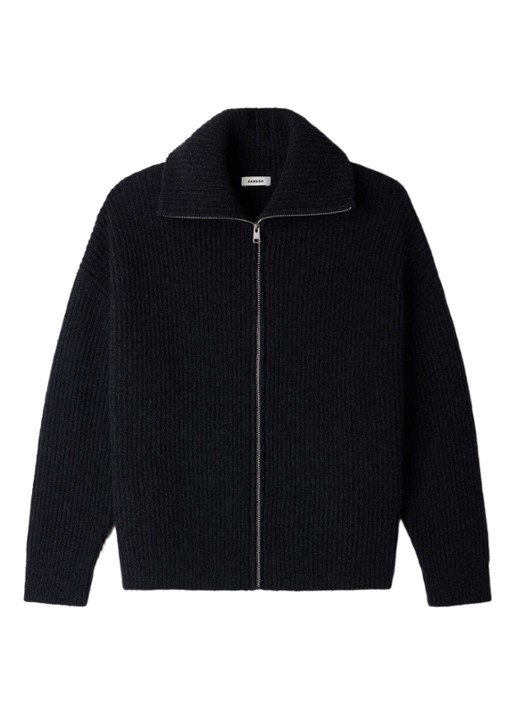 Sandro Ribgebreid vest in wolblend