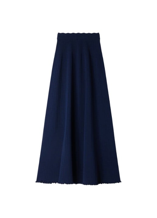 Sandro Ribgebreide maxi rok met opengewerkt dessin - voorkant 5 blauw