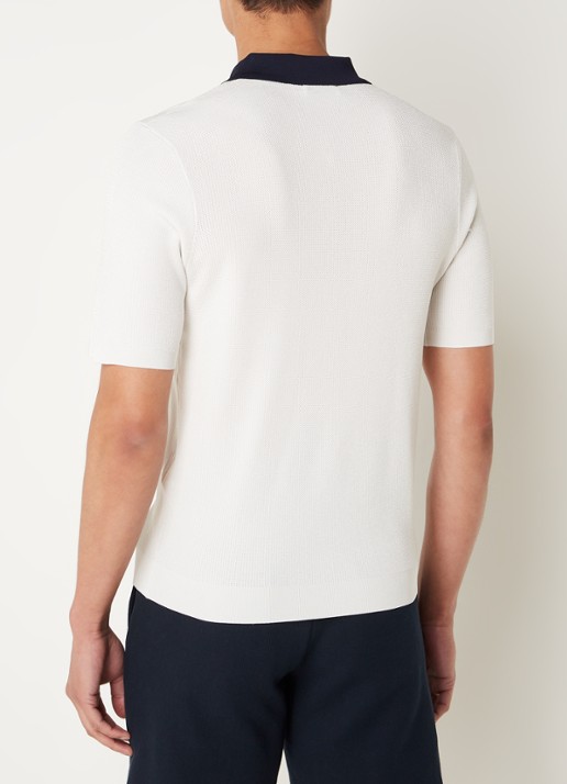 Sandro Ribgebreide slim fit polo - achterkant gebroken wit