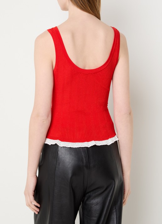Sandro Ribgebreide tanktop met logo - achterkant 3 rood
