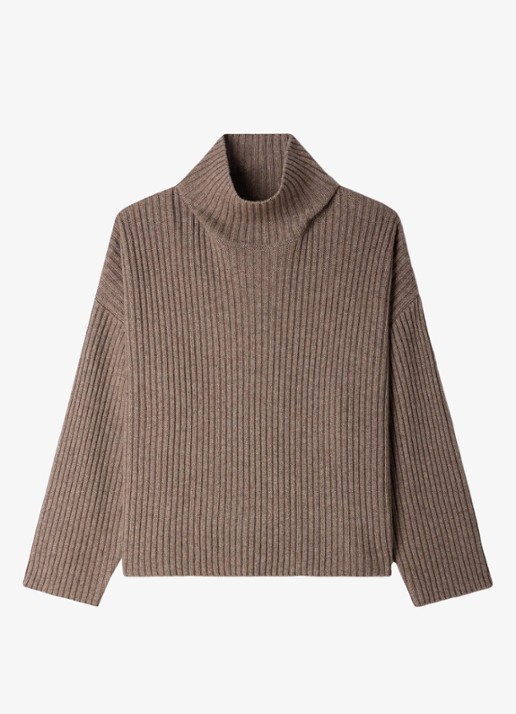 Sandro Ribgebreide trui in wolblend - voorkant 5 beige