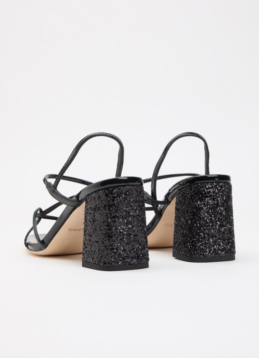 Sandro Sandalette van leer met glitter  - achterkant 4 zwart